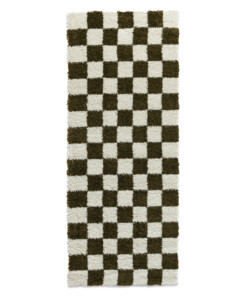 Tapis de couloir damier - Check ivoire / vert olive - overzicht, thumbnail Tapis de couloir damier - Check ivoire / vert olive - overzicht, thumbnail