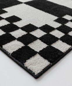 Tapis damier - Nivo Maeve blanc/noir - close up