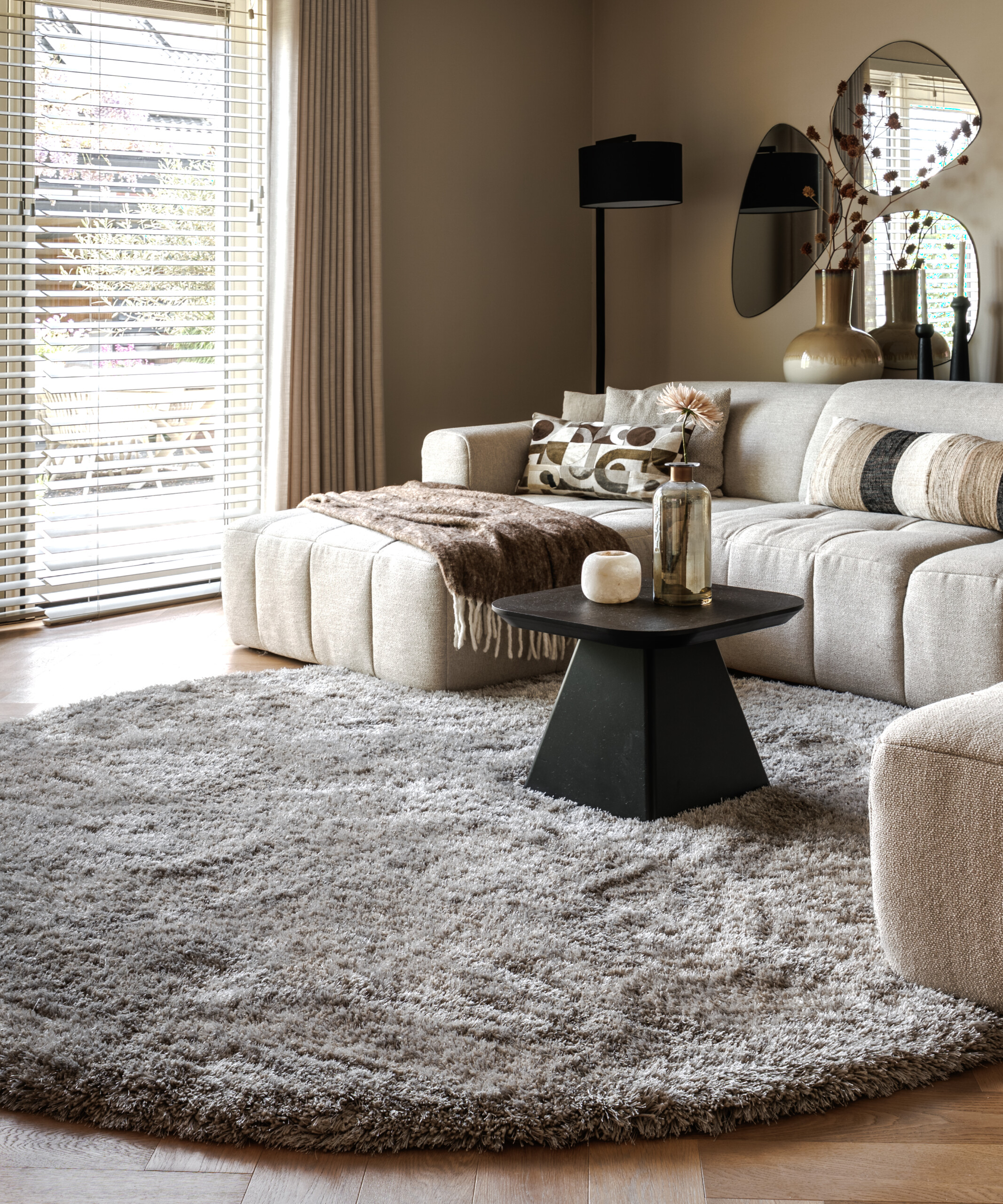 Tapis Shaggy Rond - Meadow gris - sfeer Tapis Shaggy Rond - Meadow gris - sfeer