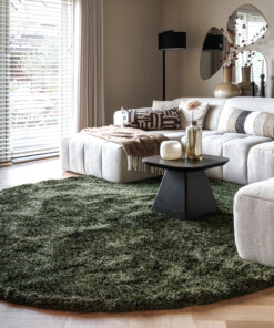 Tapis Shaggy Rond - Meadow vert olive - sfeer