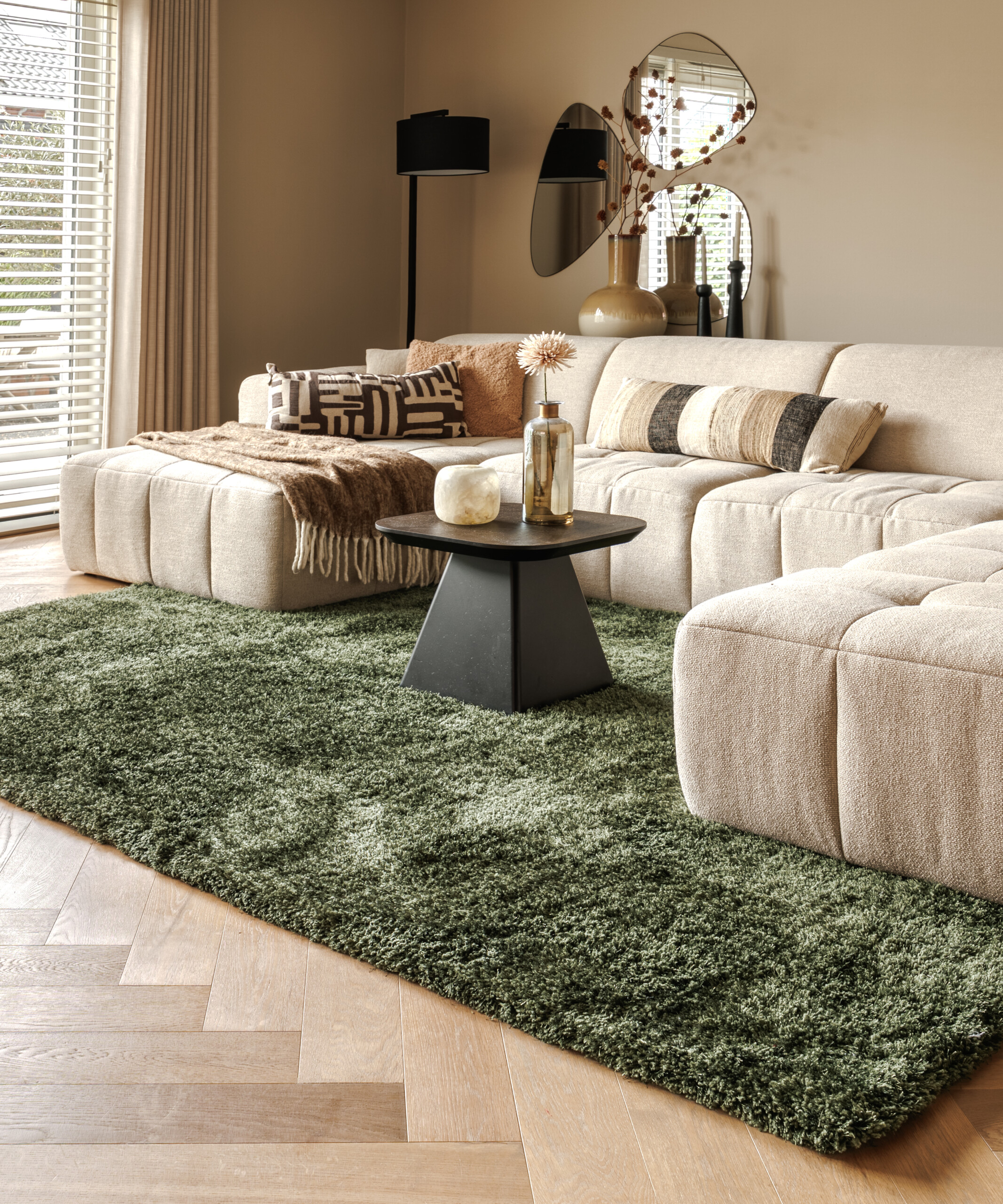 Tapis Shaggy - Meadow vert olive - sfeer Tapis Shaggy - Meadow vert olive - sfeer