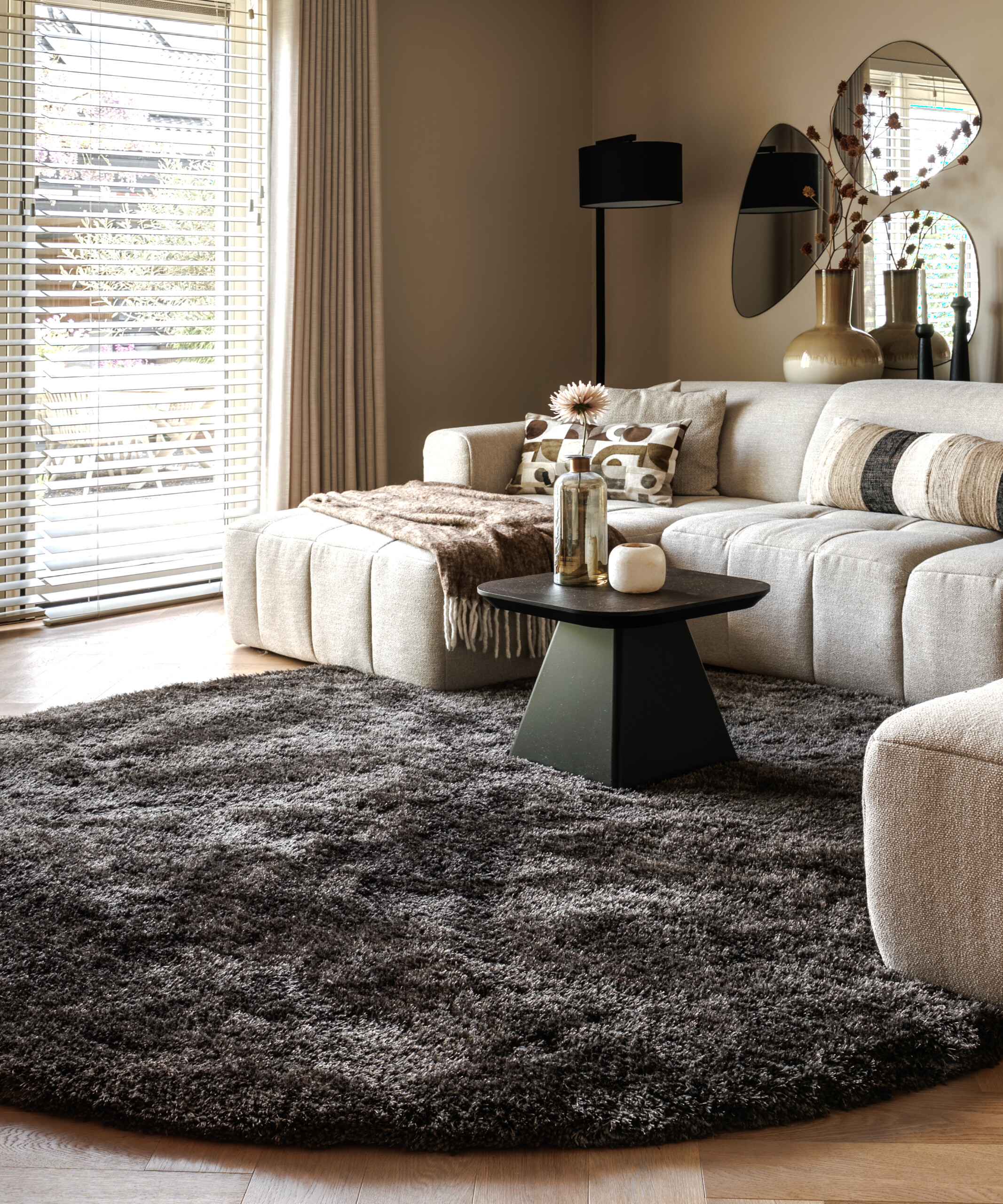 Tapis Shaggy Rond - Meadow Anthracite - sfeer Tapis Shaggy Rond - Meadow Anthracite - sfeer