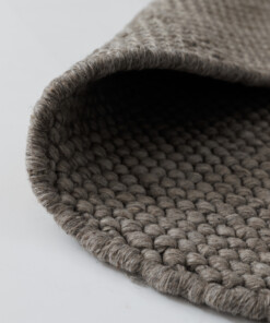 Tapis laine rond - Løkke couleur du sable - close up, thumbnail