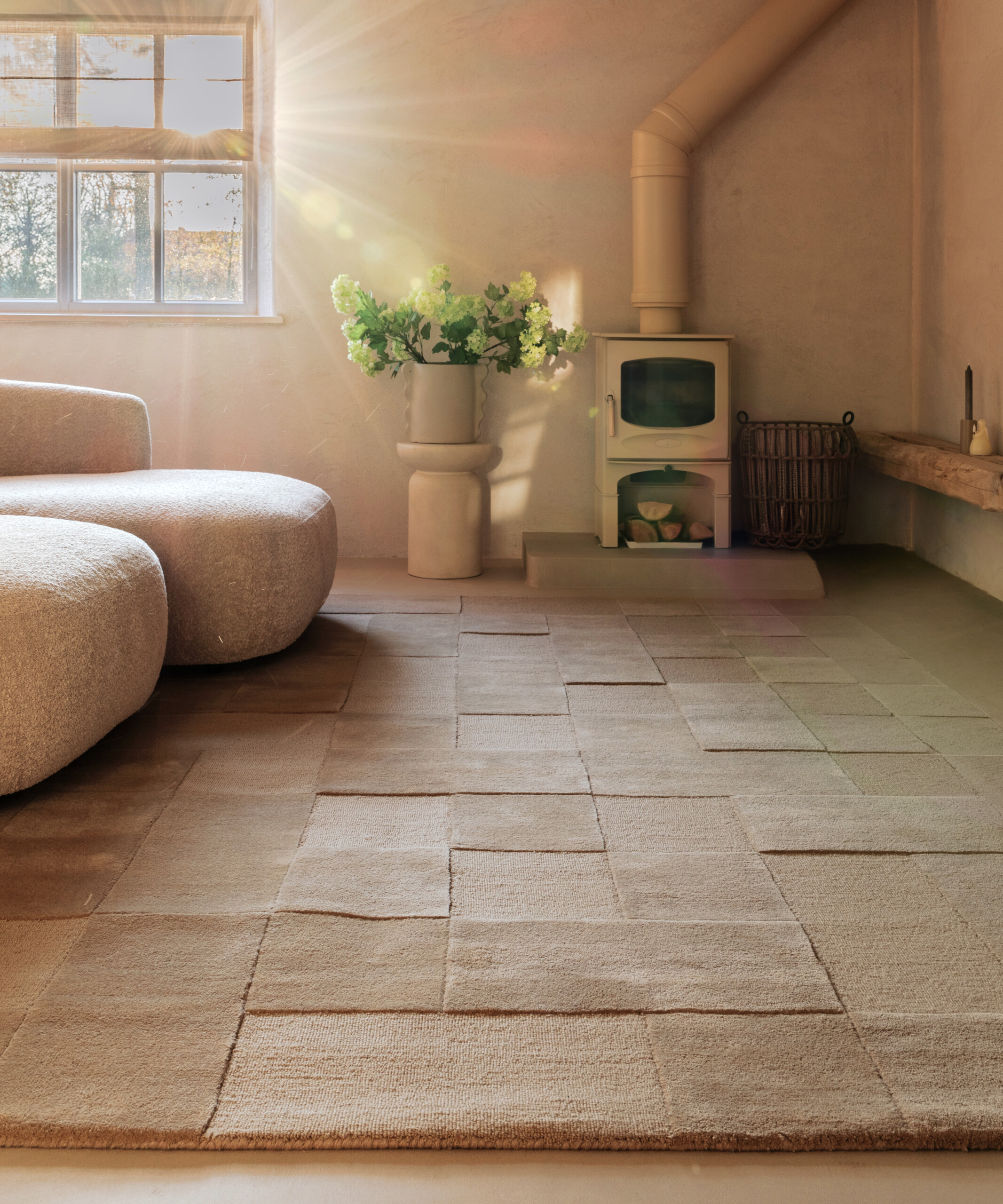 Tapis rétro - Summit Check beige - sfeer Tapis rétro - Summit Check beige - sfeer