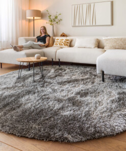 Tapis velours rond - Posh gris - sfeer
