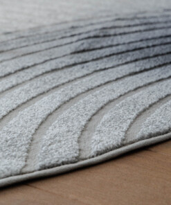 Tapis Rond scandinave - Contour Curve gris - close up