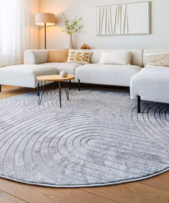 Tapis Rond scandinave - Contour Curve gris - sfeer