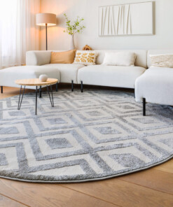 Tapis Rond scandinave - Contour Diamond gris - sfeer