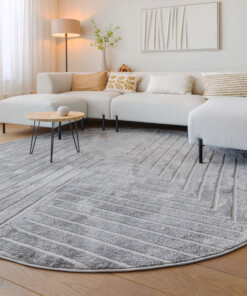Tapis Rond scandinave - Contour Edge gris - sfeer