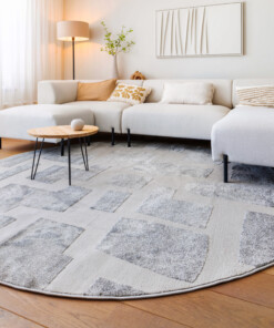 Tapis Rond scandinave - Contour Stone gris - sfeer
