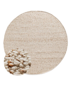 Tapis rond en laine - Bergull ivoire/beige - overzicht