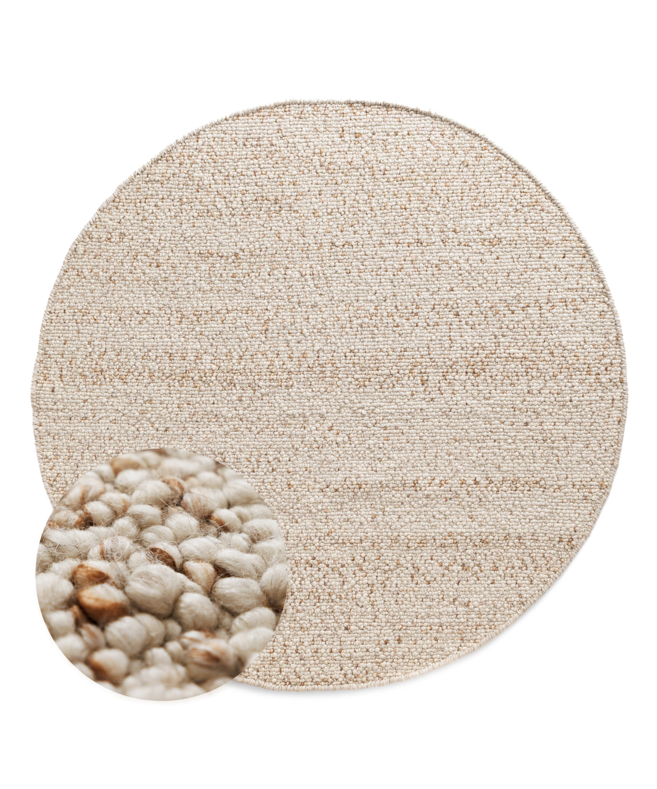 Tapis rond en laine - Bergull ivoire/beige - overzicht Tapis rond en laine - Bergull ivoire/beige - overzicht
