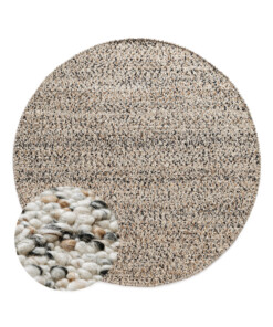 Tapis rond en laine - Bergull ivoire/gris - overzicht