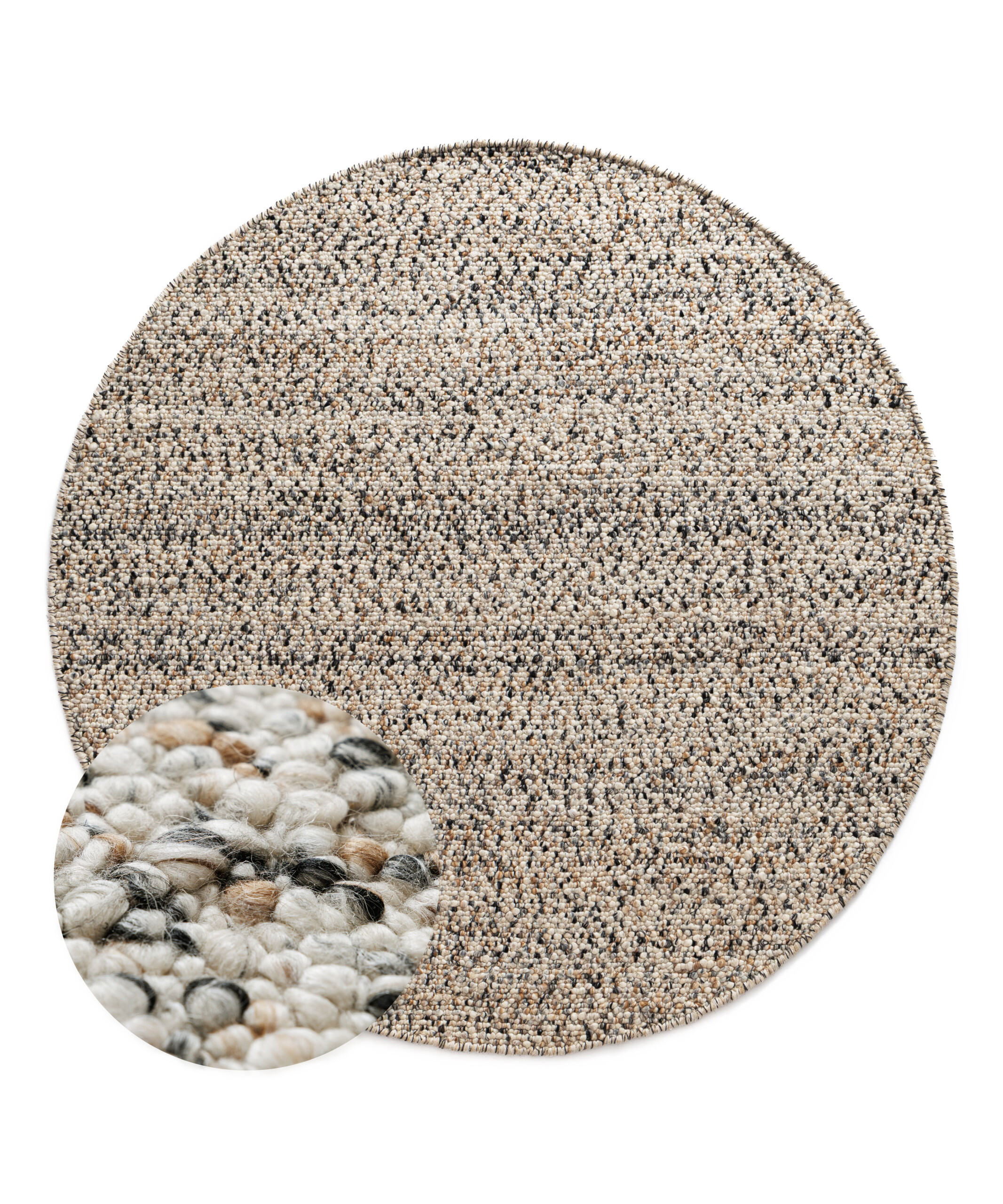 Tapis rond en laine - Bergull ivoire/gris - overzicht Tapis rond en laine - Bergull ivoire/gris - overzicht