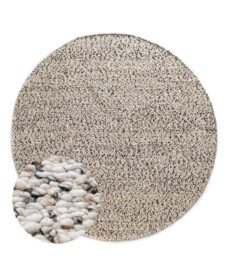 Tapis laine rond - Bergull ivoire/noir - overzicht, thumbnail