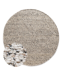 Tapis rond en laine - Bergull ivoire/noir - overzicht