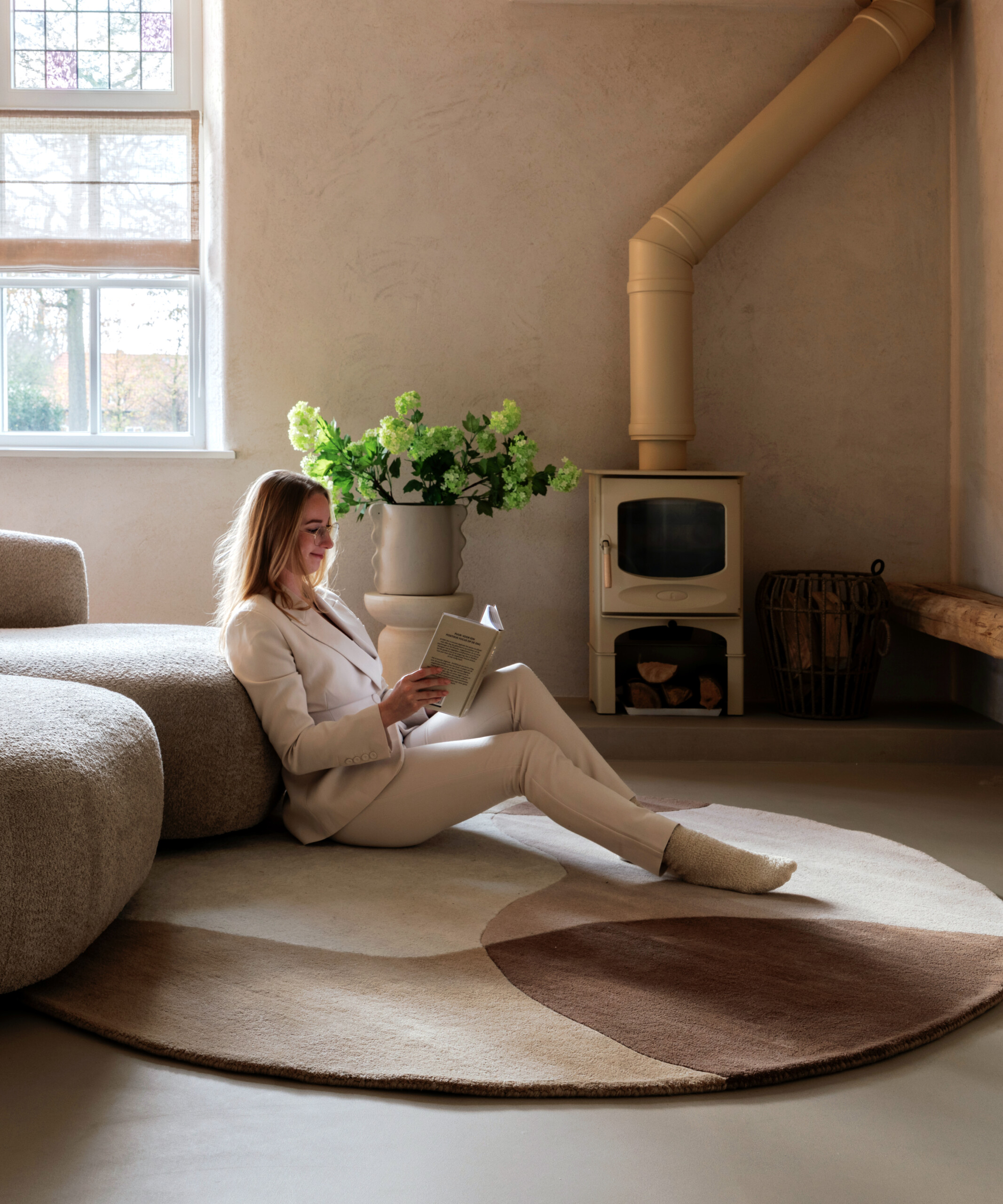 Tapis rond en laine - Dune beige - sfeer Tapis rond en laine - Dune beige - sfeer