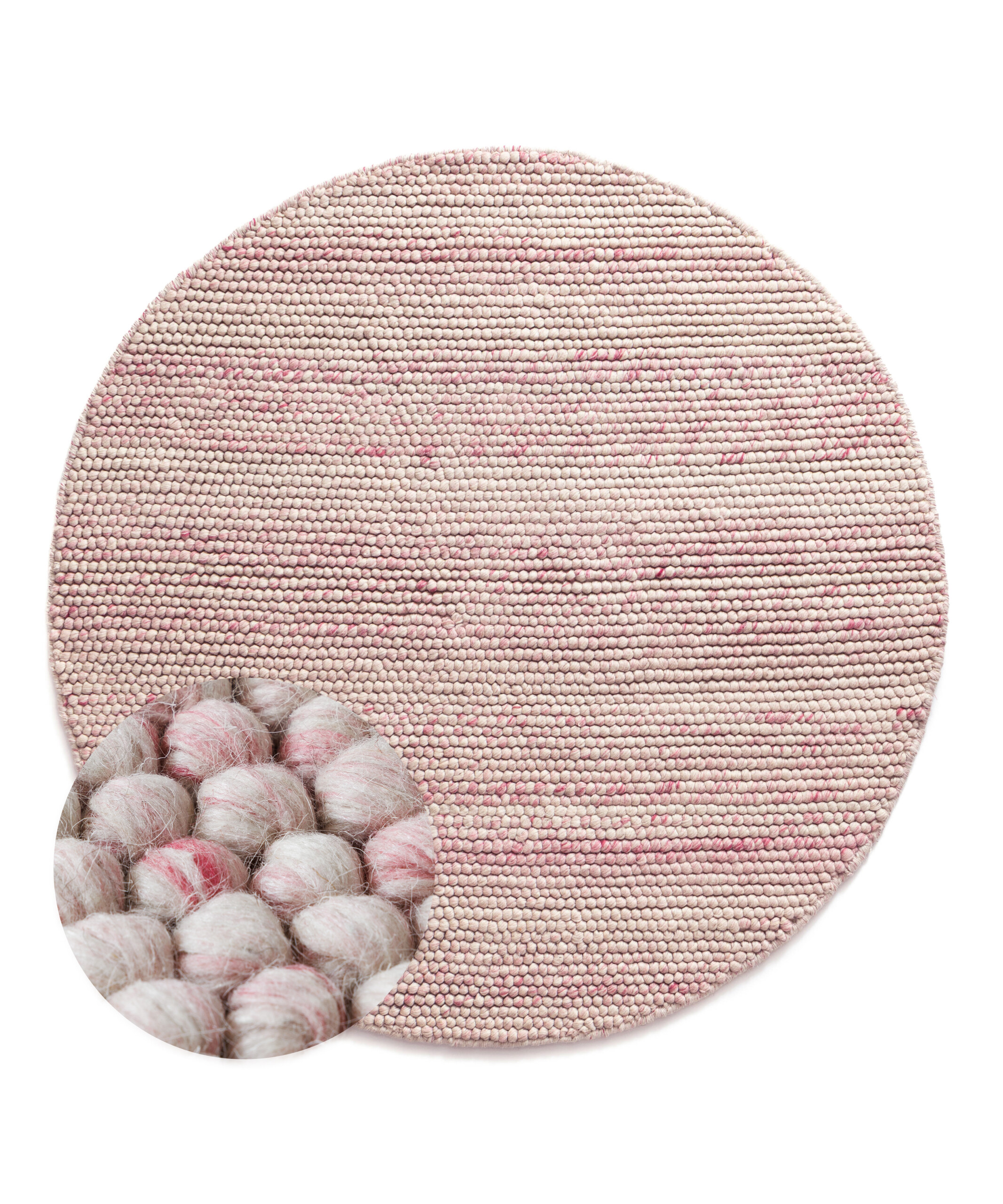Tapis laine rond - Fjell crème/rose - overzicht Tapis laine rond - Fjell crème/rose - overzicht