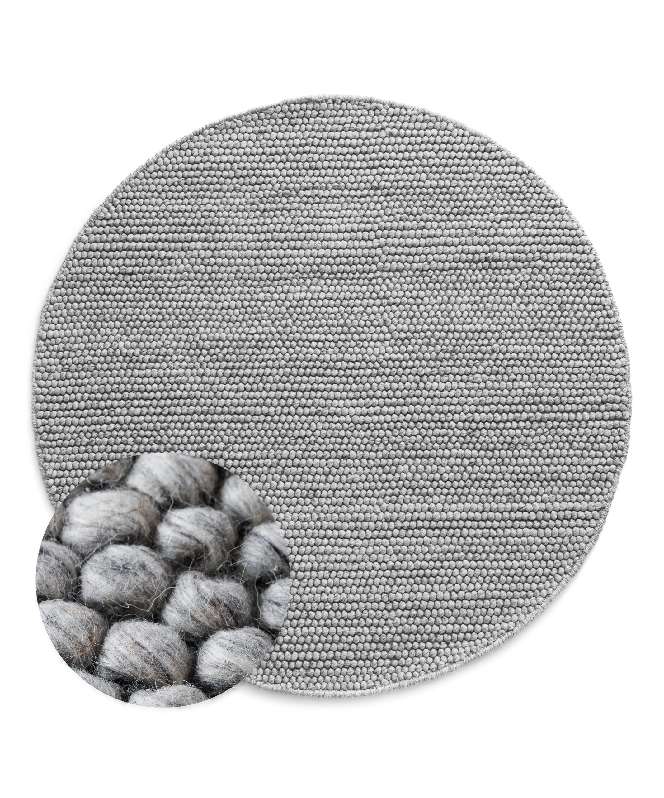 Tapis laine rond - Fjell gris clair - overzicht Tapis laine rond - Fjell gris clair - overzicht