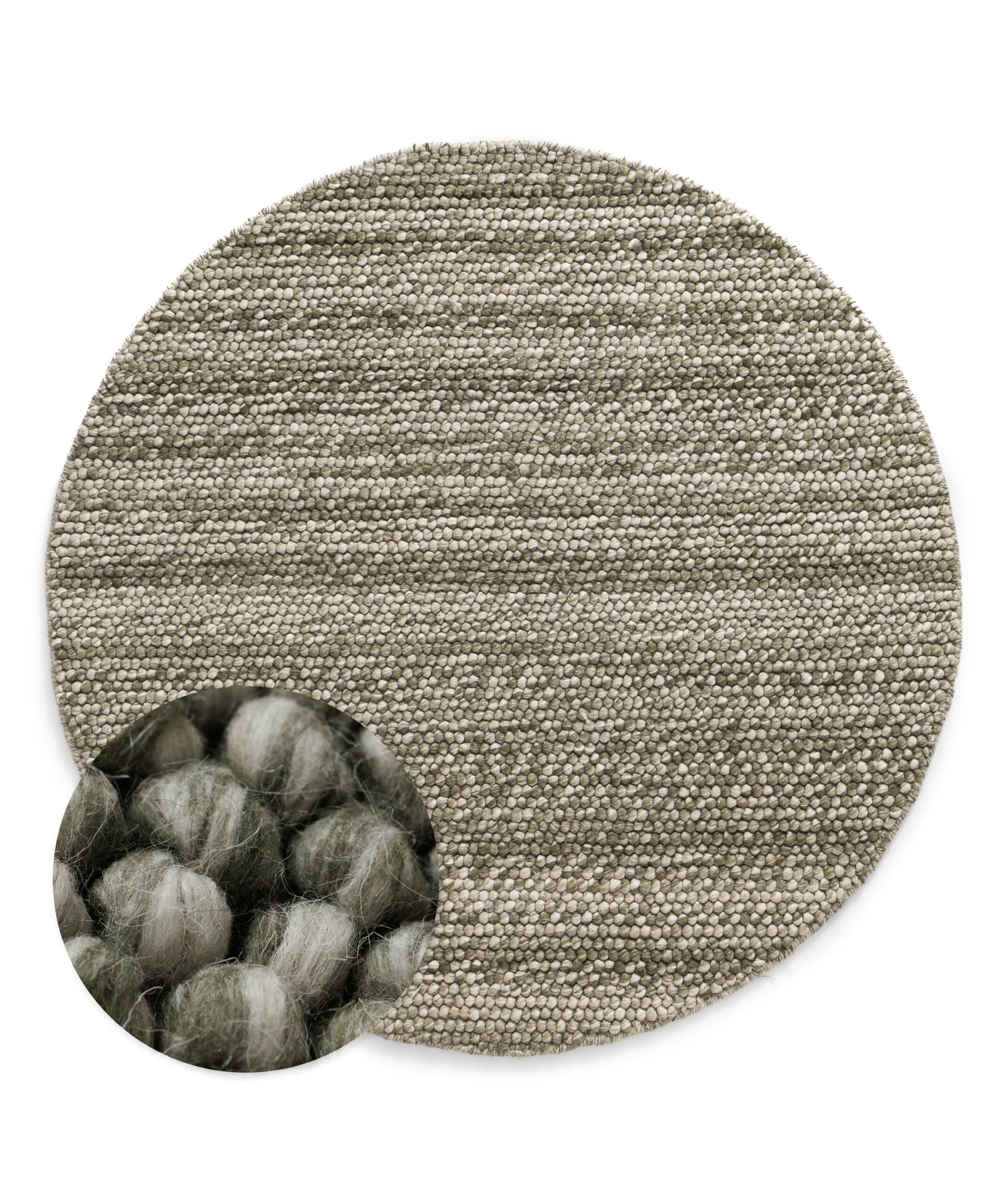 Tapis laine rond - Fjell vert olive - overzicht Tapis laine rond - Fjell vert olive - overzicht