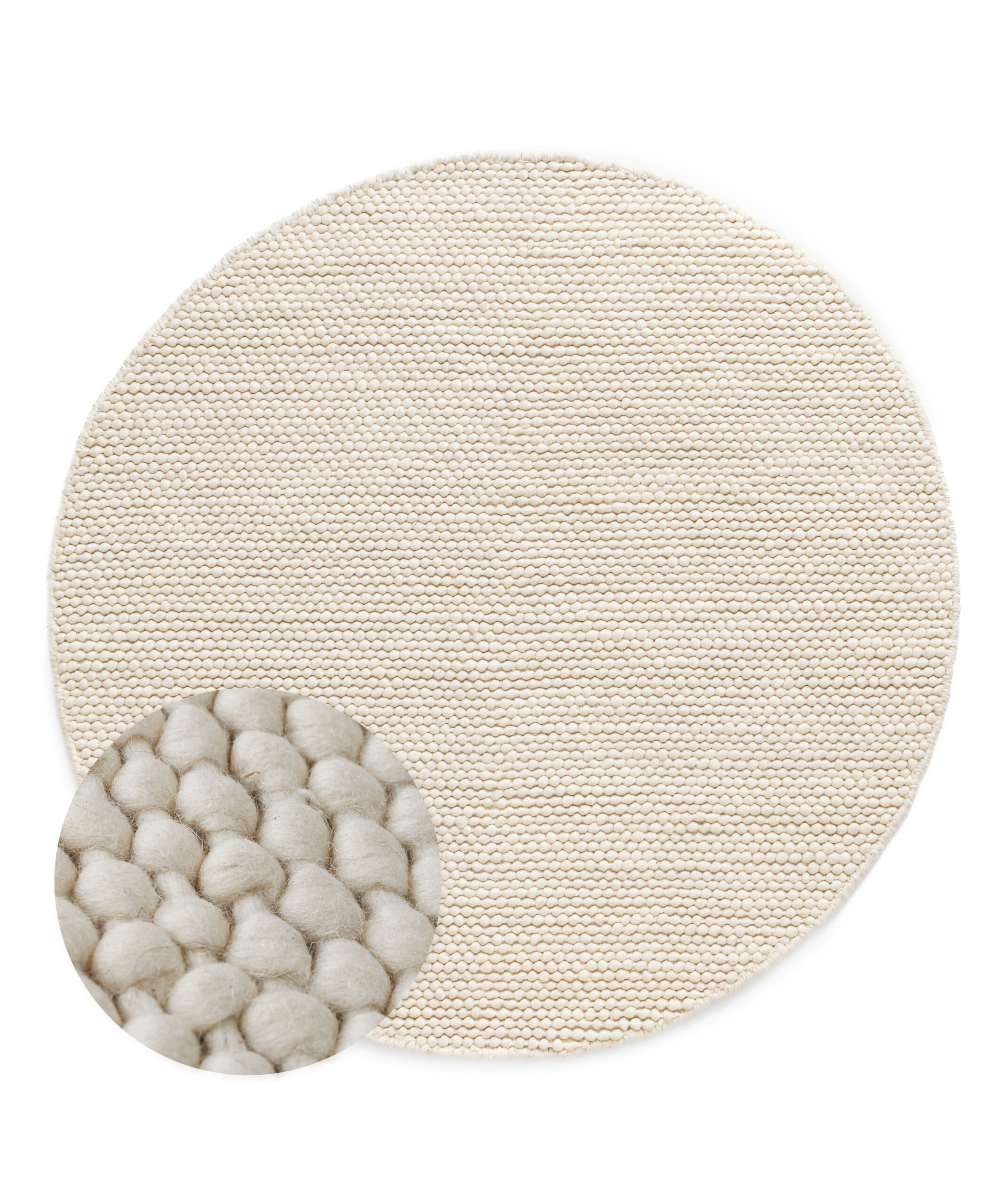 Tapis laine rond - Løkke ivoire - overzicht Tapis laine rond - Løkke ivoire - overzicht
