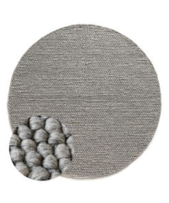 Tapis laine rond - Løkke gris clair - overzicht