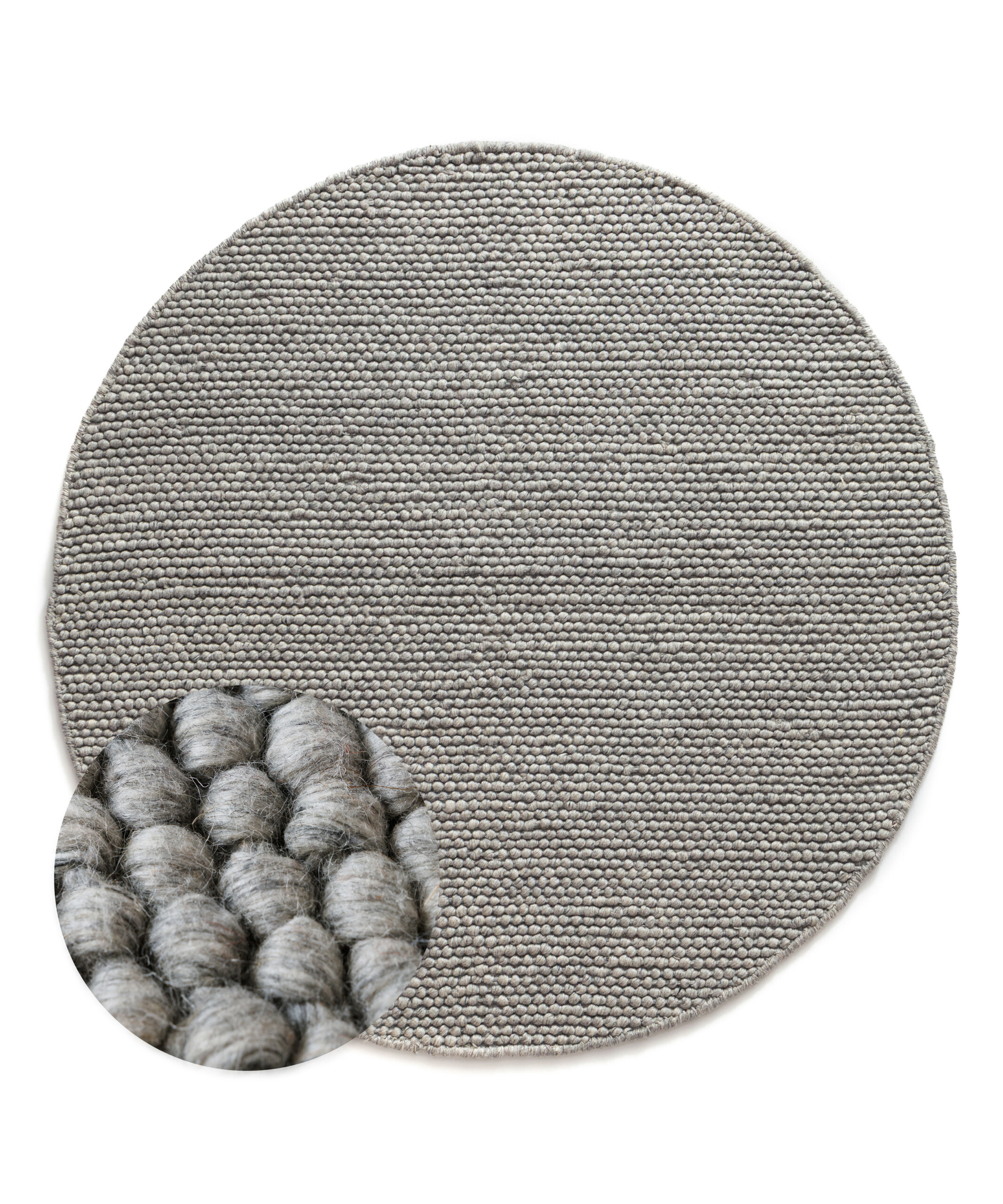 Tapis laine rond - Løkke gris clair - overzicht Tapis laine rond - Løkke gris clair - overzicht