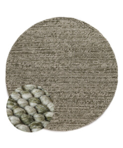 Tapis laine rond - Løkke vert olive - overzicht, thumbnail