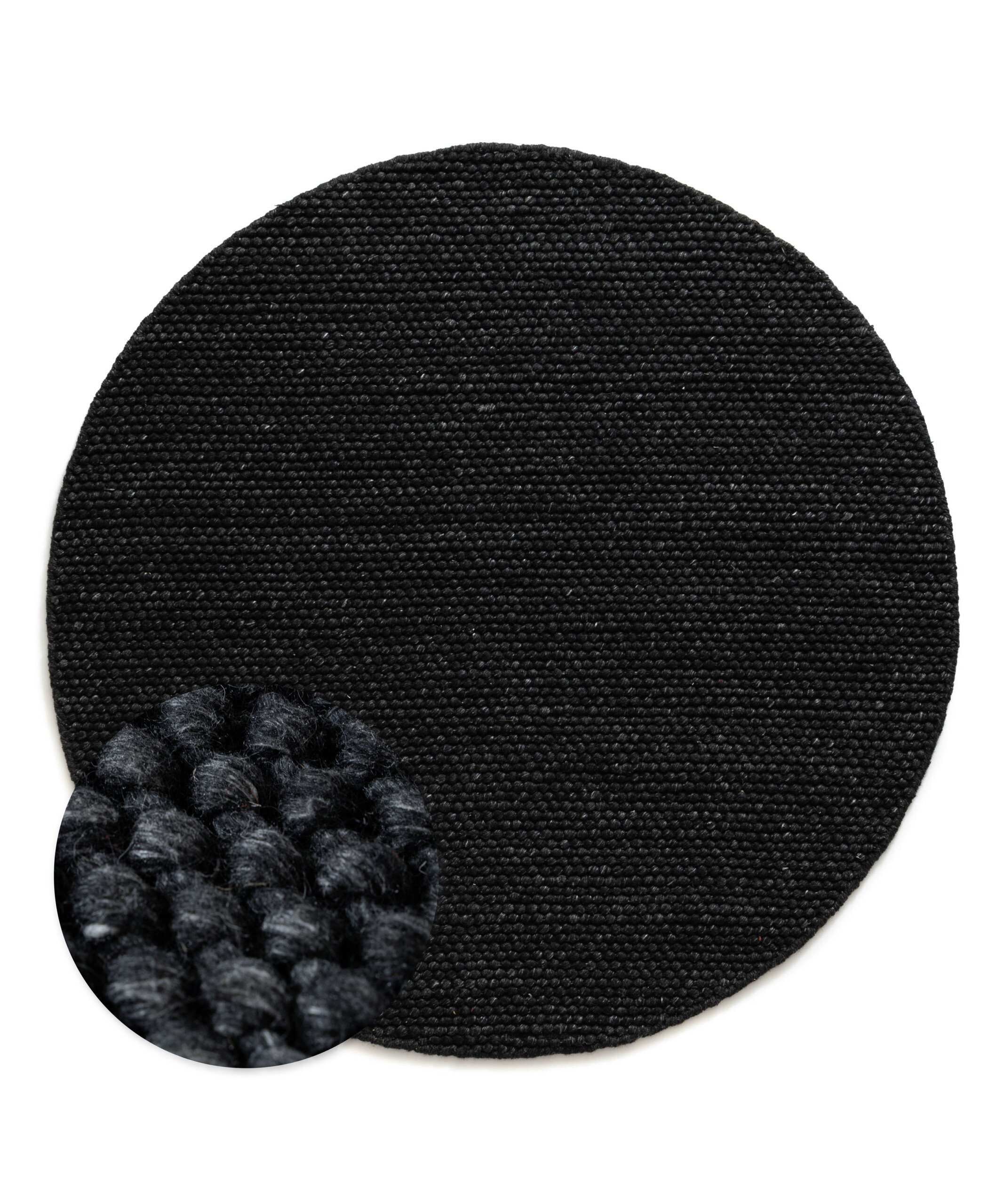 Tapis laine rond - Løkke noir - overzicht Tapis laine rond - Løkke noir - overzicht