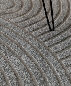 Tapis Rond scandinave - Contour Curve gris - close up, thumbnail