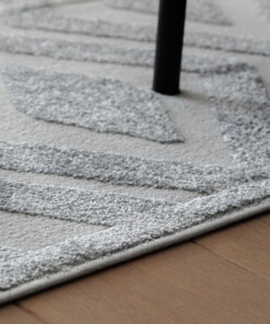 Tapis scandinave - Contour Diamond gris - close up, thumbnail