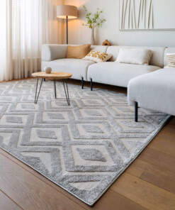Tapis scandinave - Contour Diamond gris - sfeer