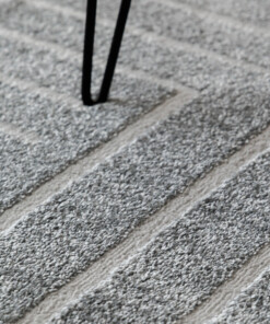 Tapis Rond scandinave - Contour Edge gris - close up