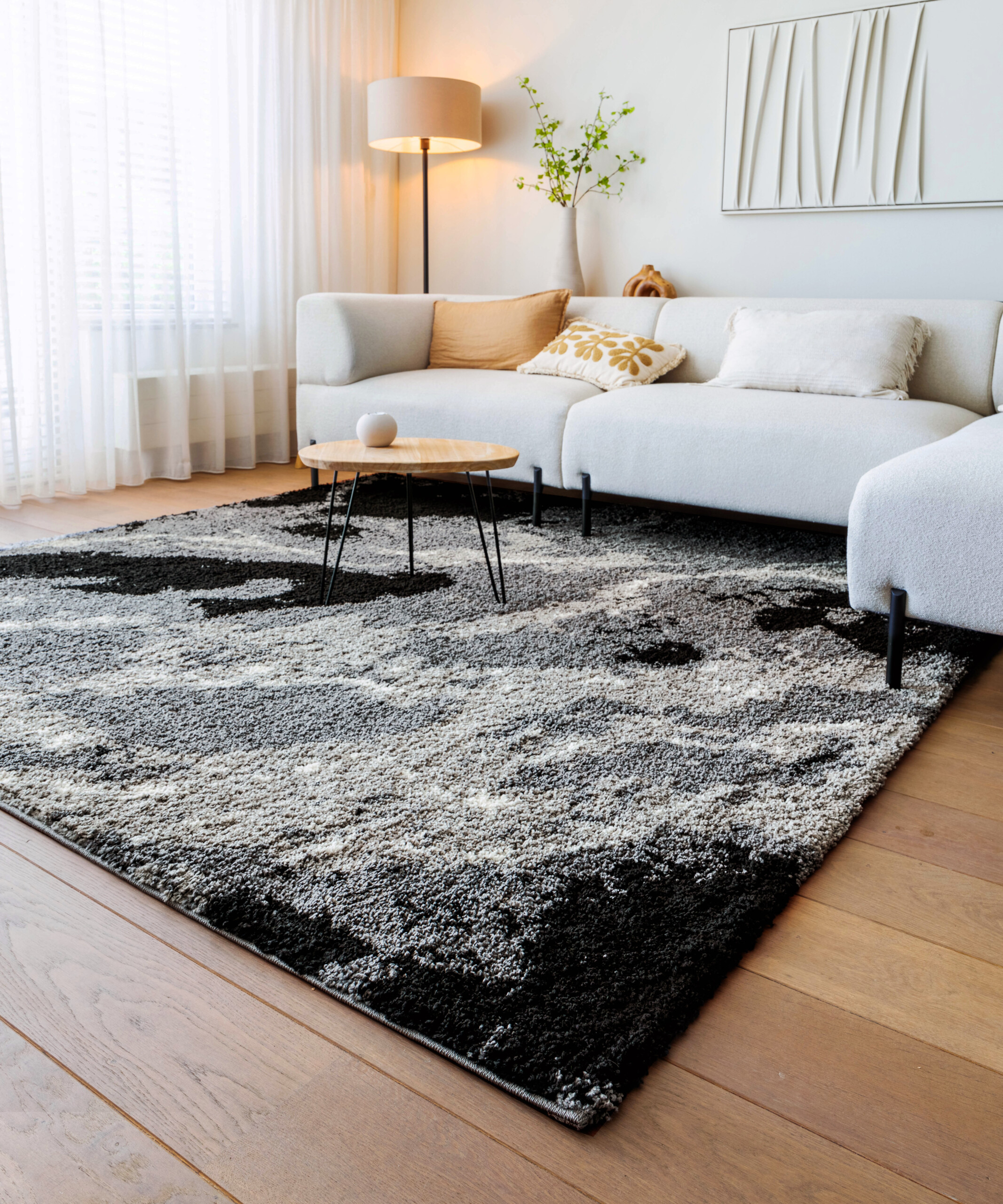 Tapis poils longs Carré marbre Artisan - gris - sfeer Tapis poils longs Carré marbre Artisan - gris - sfeer