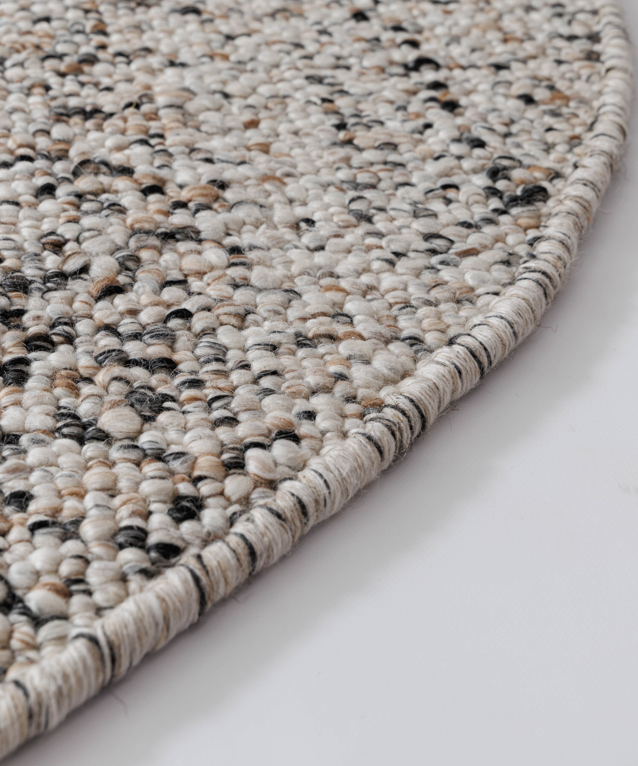 Tapis rond en laine - Bergull ivoire/gris - close up Tapis rond en laine - Bergull ivoire/gris - close up