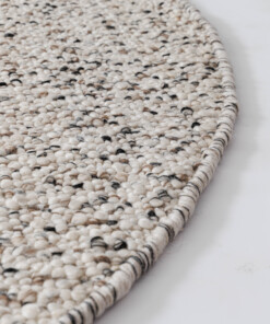 Tapis rond en laine - Bergull ivoire/noir - close up, thumbnail