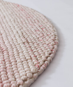 Tapis laine rond - Fjell crème/rose - close up