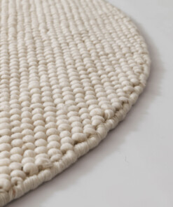 Tapis laine rond - Fjell blanc - close up