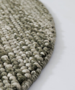 Tapis laine rond - Fjell vert olive - close up