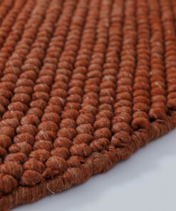 Tapis laine rond - Fjell terre cuite - close up, thumbnail Tapis laine rond - Fjell terre cuite - close up, thumbnail