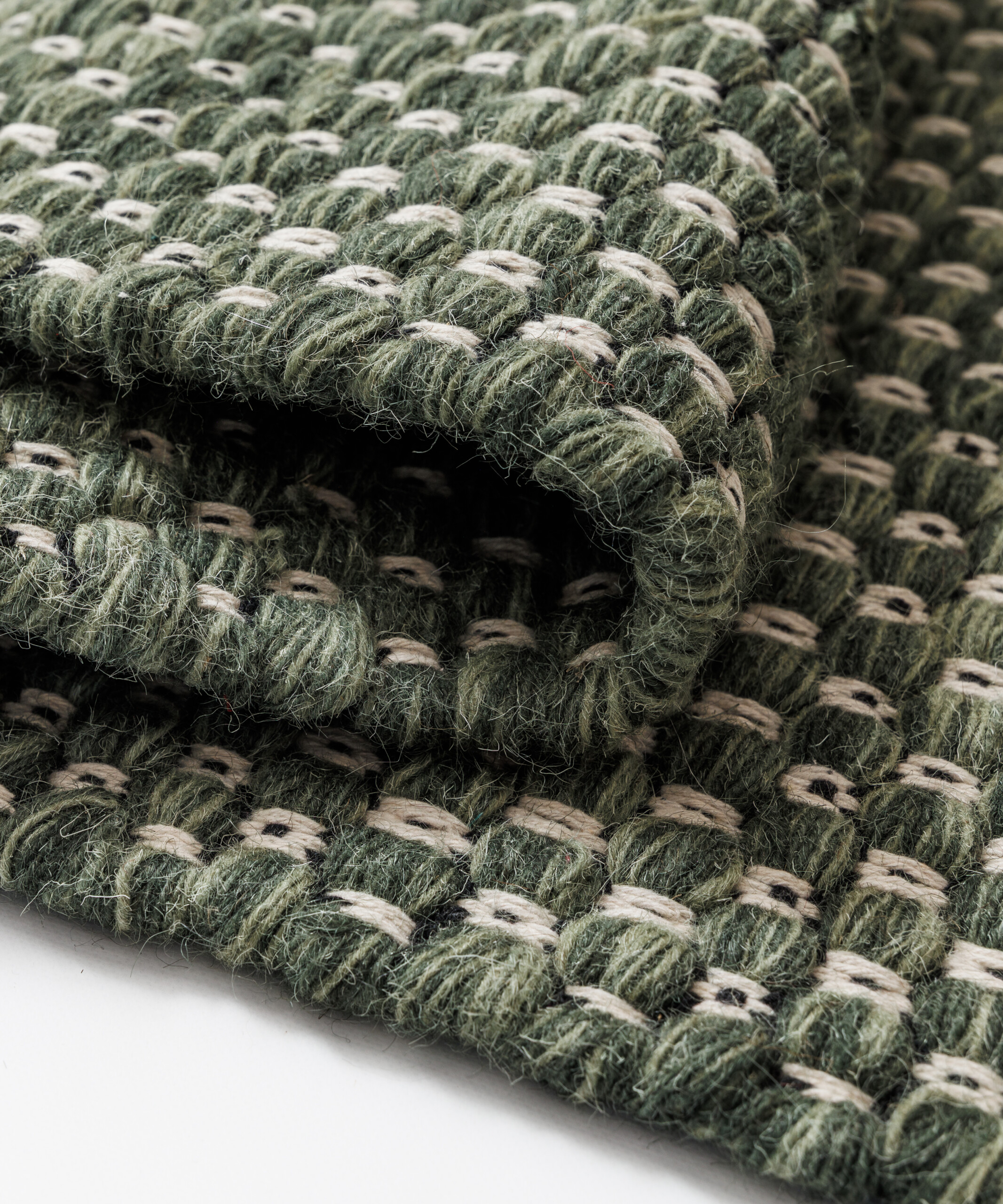 Tapis en laine - Huldra vert - close up Tapis en laine - Huldra vert - close up