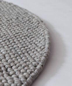 Tapis laine rond - Løkke gris clair - close up