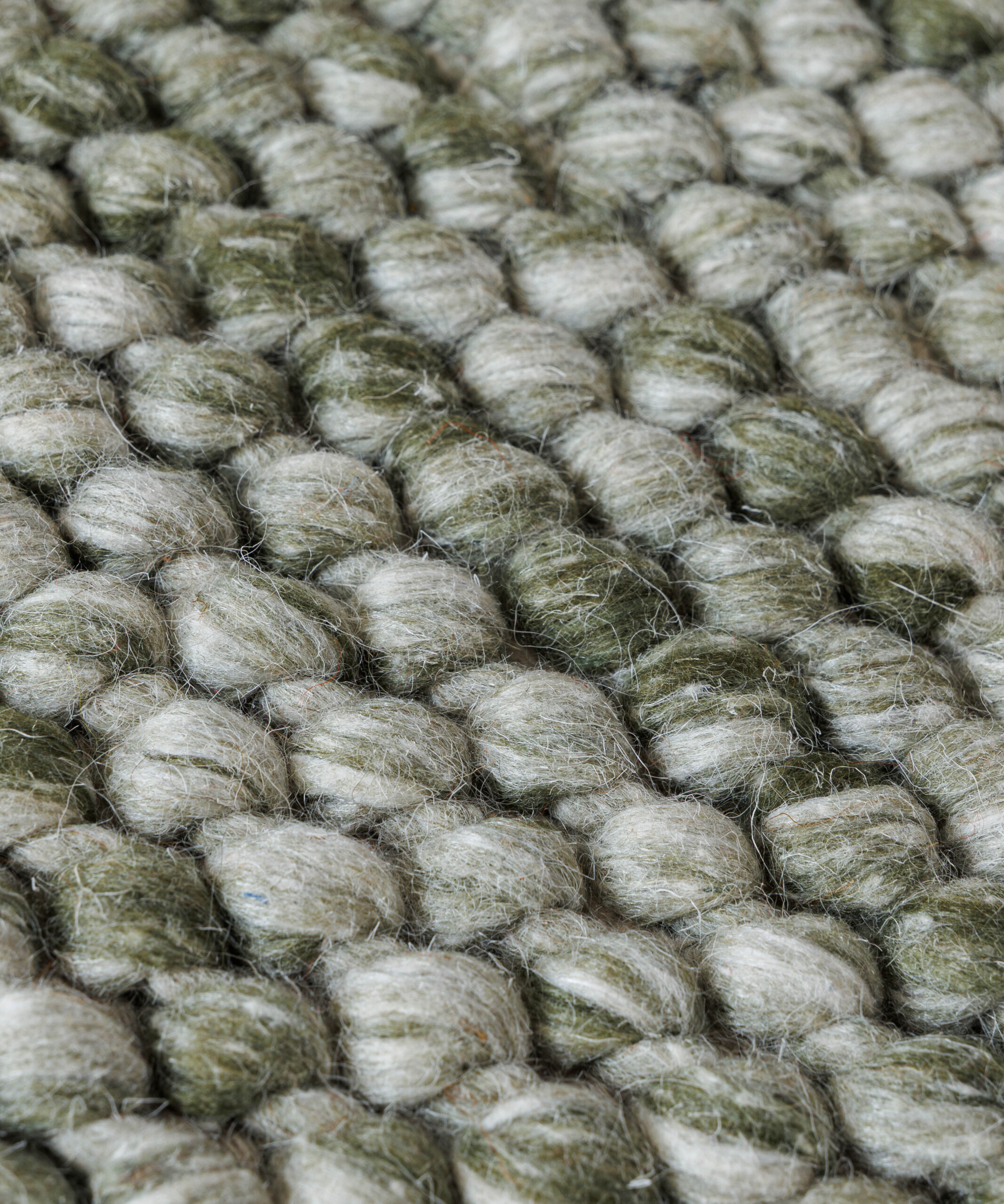 Tapis laine rond - Løkke vert olive - close up Tapis laine rond - Løkke vert olive - close up