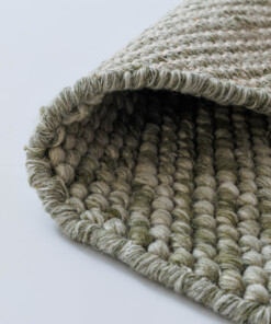 Tapis laine rond - Løkke vert olive - close up, thumbnail Tapis laine rond - Løkke vert olive - close up, thumbnail