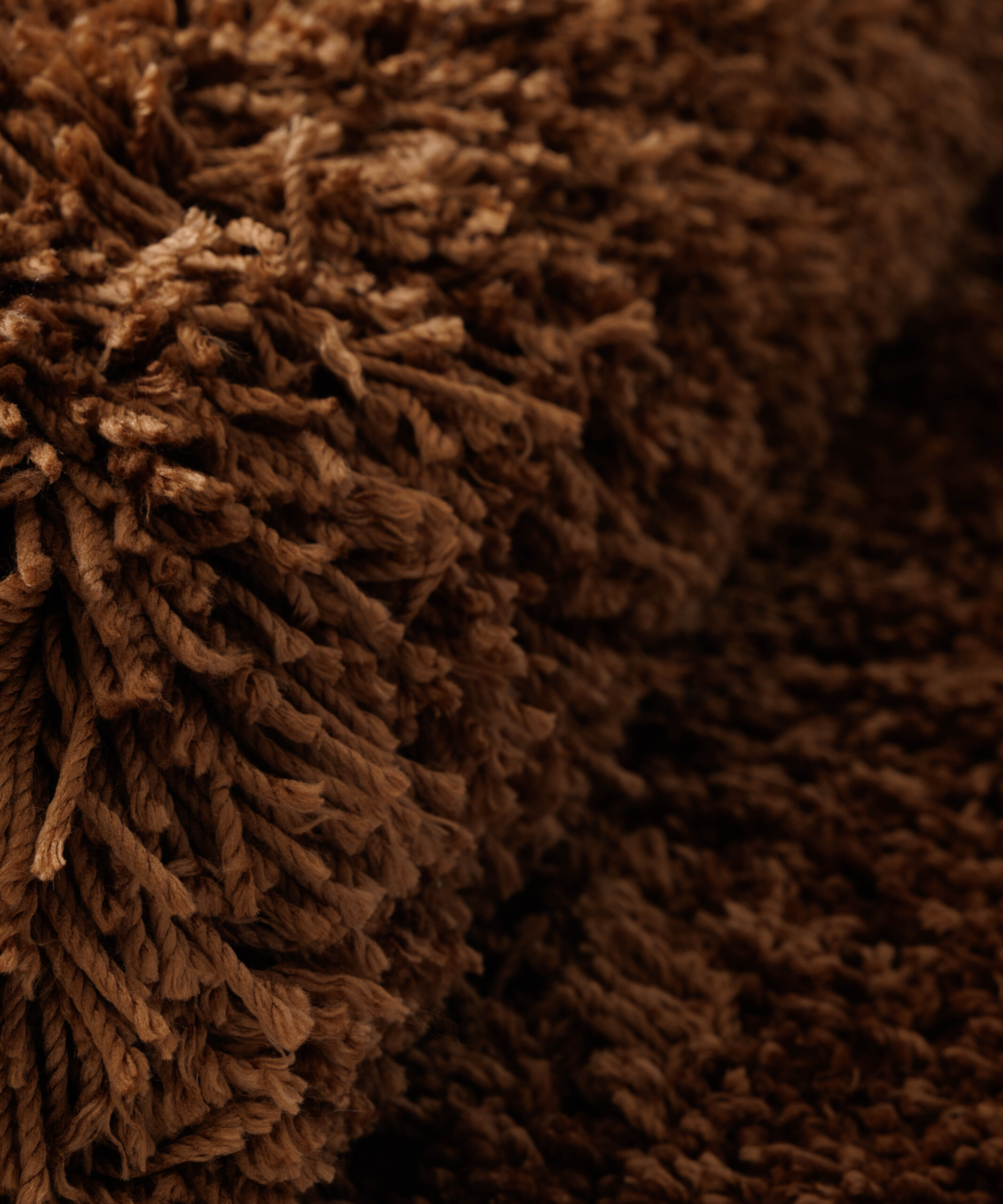 Tapis organique shaggy - Sveve cognac - close up Tapis organique shaggy - Sveve cognac - close up