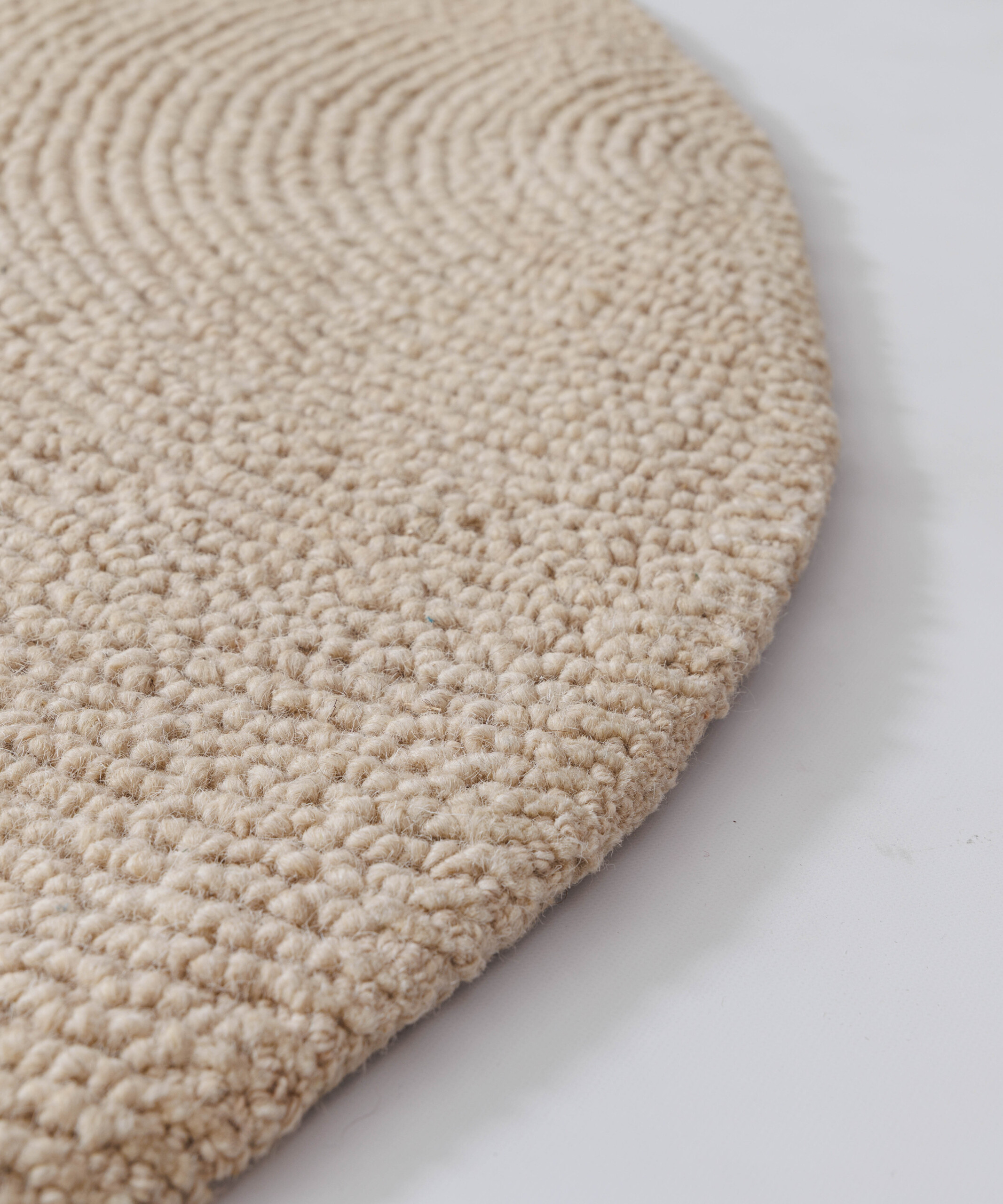 Tapis rond en laine - Tvist beige clair - close up Tapis rond en laine - Tvist beige clair - close up